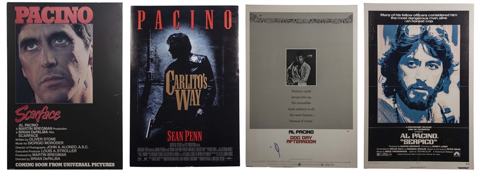 Lot of (4) Al Pacino Signed Movie Poster Boards (PSA/DNA)